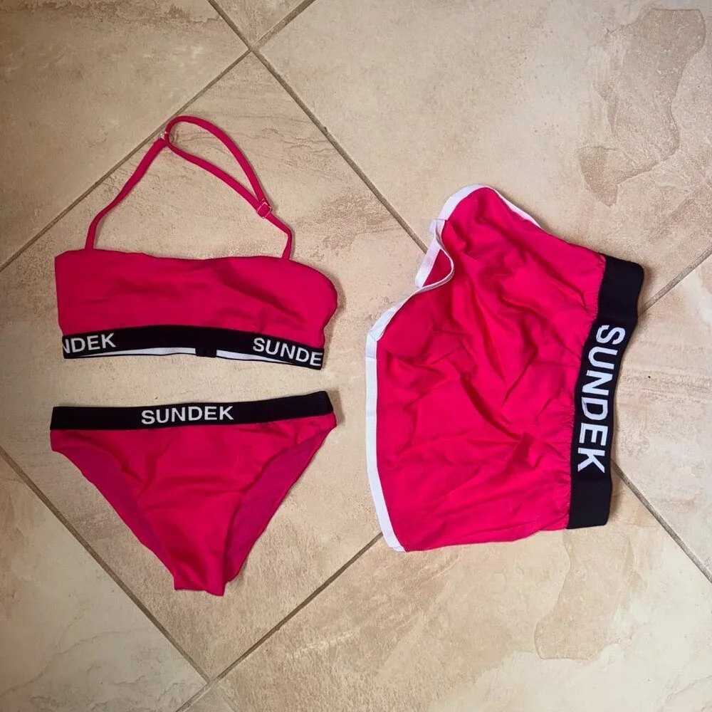 SUNDEK Girl BANDEAU TOP WITH FIXED BOTTOM + MINI LULIN SHORT SEA SHORTS